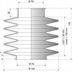 4078 NBR plan Soufflet D 70mm et 75mm Long 40 à 150mm