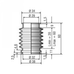 1152 NBR Soufflet D 29mm et 32mm Long 20 à 60 mm