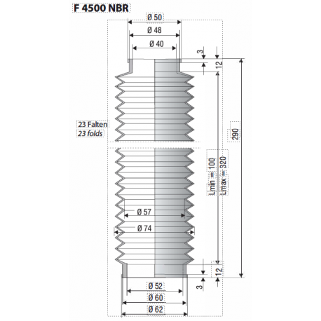 Soufflet de protection diamètre 40 et 52mm en nitrile