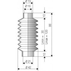 1052 NBR Soufflet D16mm et 21mm Long 30 à 120mm