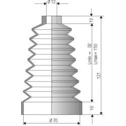 1050 NBR Soufflet D 12 et 70mm Long 32 à 150mm