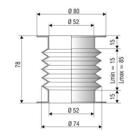 1191 NBR Soufflet D 52mm Long 15 à 85mm