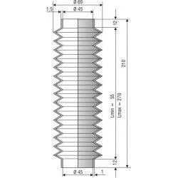 1229 NBR Soufflet D 45mm Long 55 à 270 mm