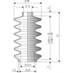 2108 CR Soufflet D 12mm et 23 mm Long 15 à 80 mm