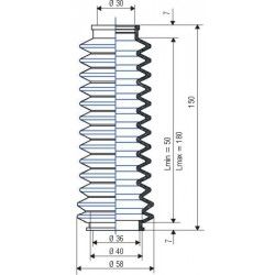 3039 NBR Soufflet D 30mm et 36mm Long 50 mm à 180mm