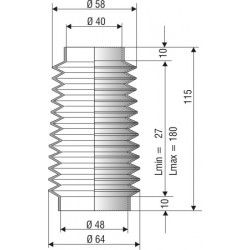 1157 NBR Soufflet D 40mm et 48mm Long 27 à 180mm