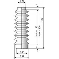 1013 NBR Soufflet D 21 mm et 32 mm Long 45 à 120 mm