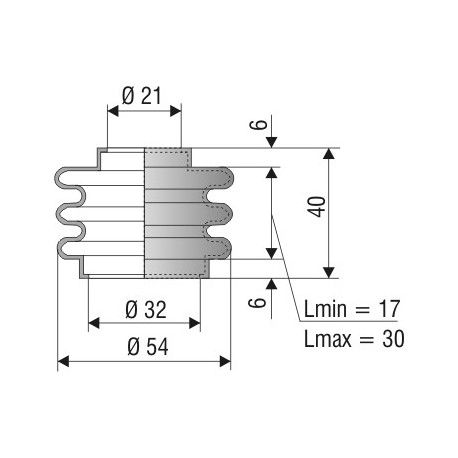 1053 NBR Soufflet D 21mm et 32 mm Long 17 à 30 mm