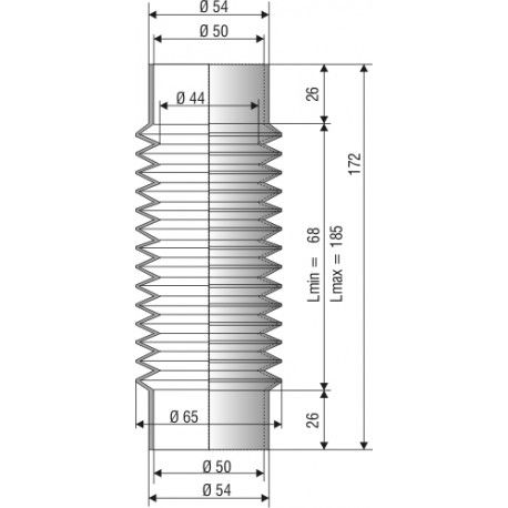 1112 NBR Soufflet D 50mm Long 68 à 185mm