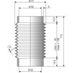 2015 NBR Soufflet D 52mm Long 35 à 120 mm